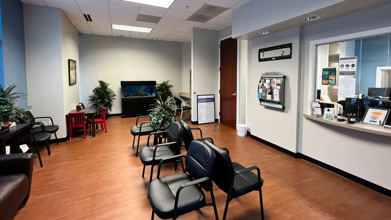 A clinic that is painted with fresh cream color paint.