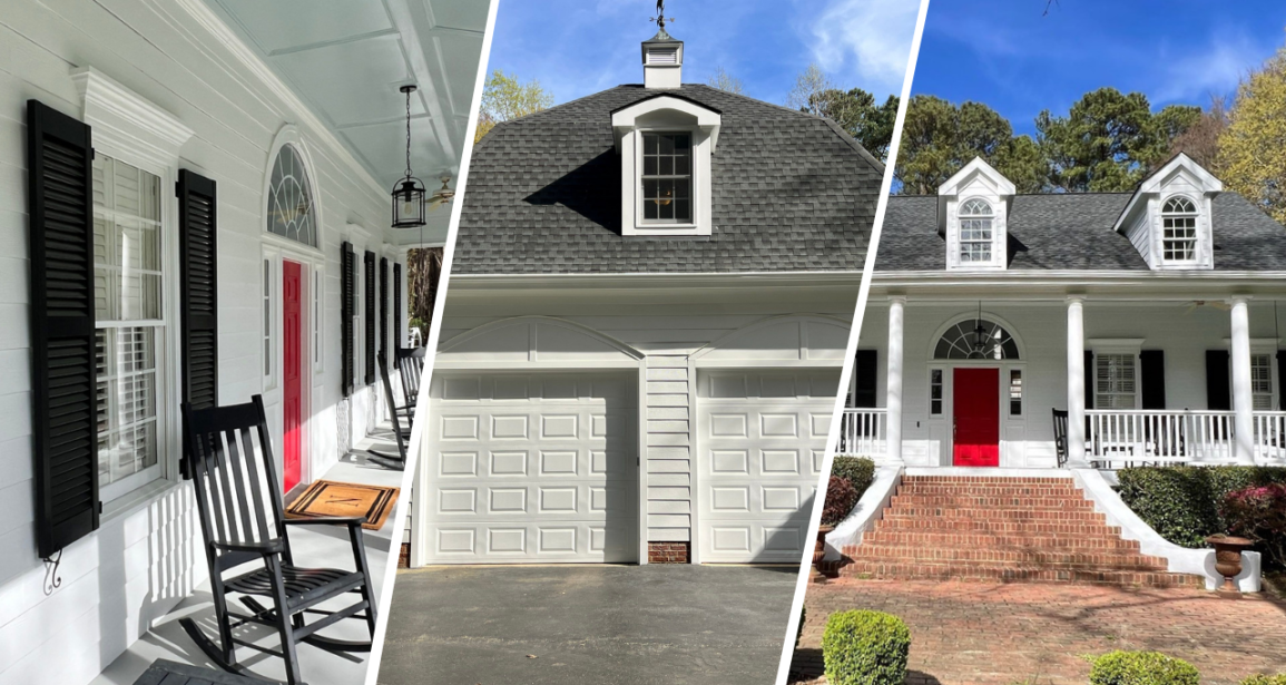 Three images showcasing the newly painted home in Raleigh from different angles, highlighting the exceptional transformation.