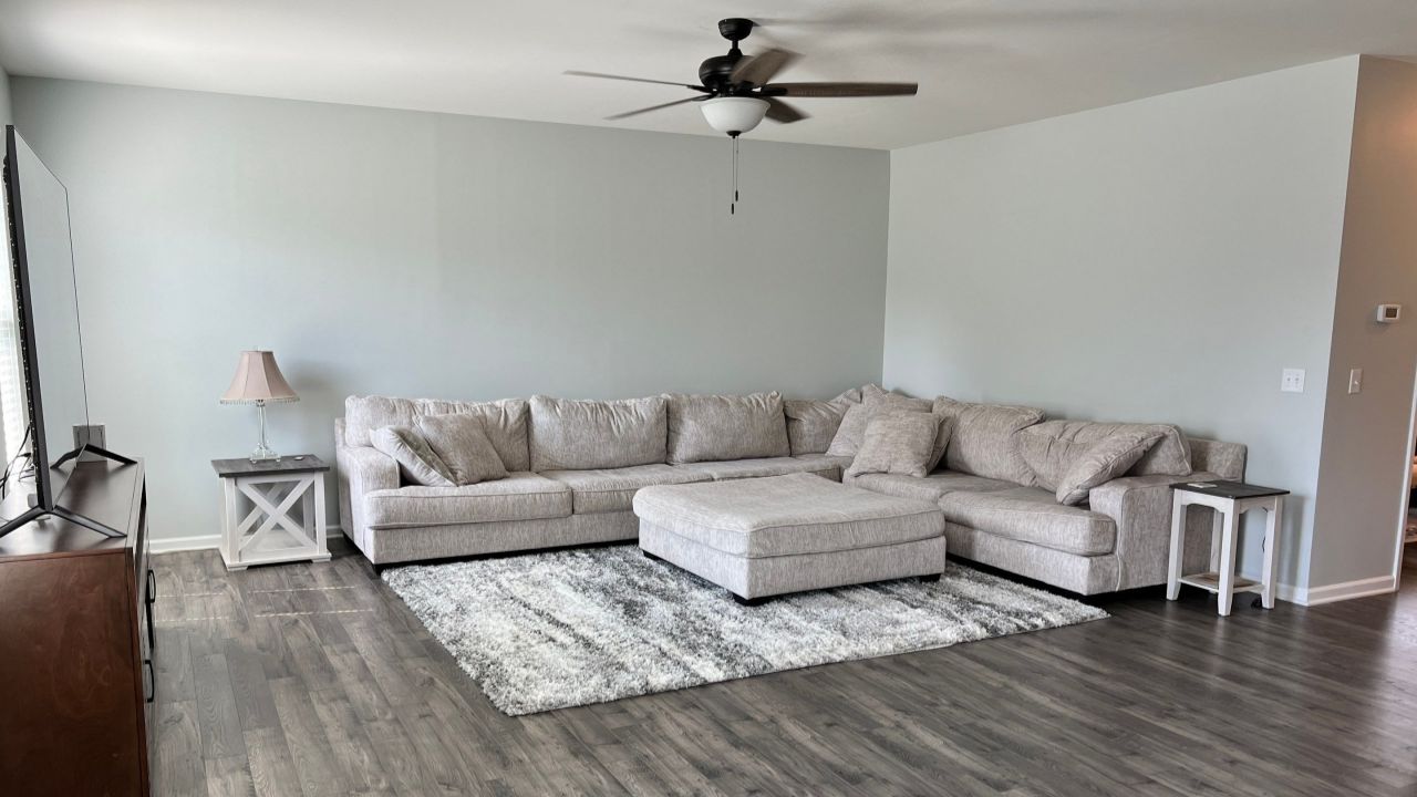 A beautiful newly painted living room.