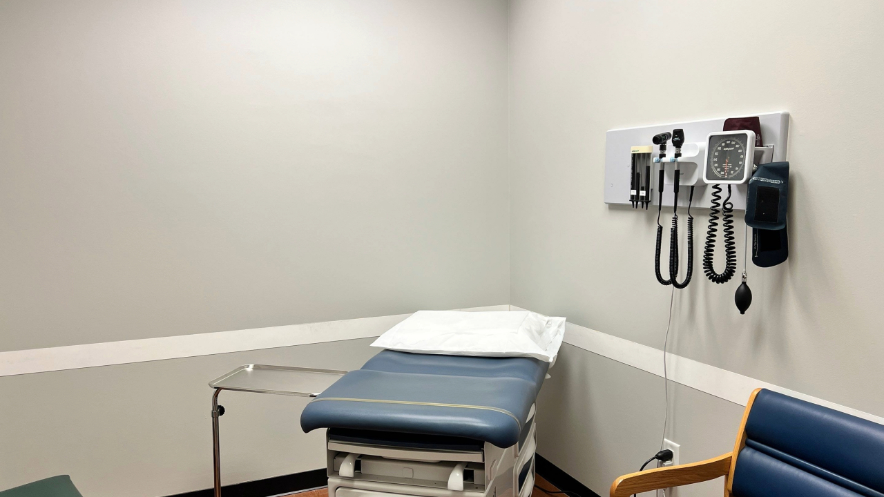 An interior of a clinic painted in white in Raleigh, NC.