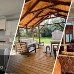 This is a three-split image showing interior, exterior, and living room painting by Triangle Pro Painting in Wayland Heights Raleigh.