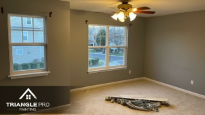 This is a bedroom wall painting project by Triangle Pro Painting in Umstead Raleigh.