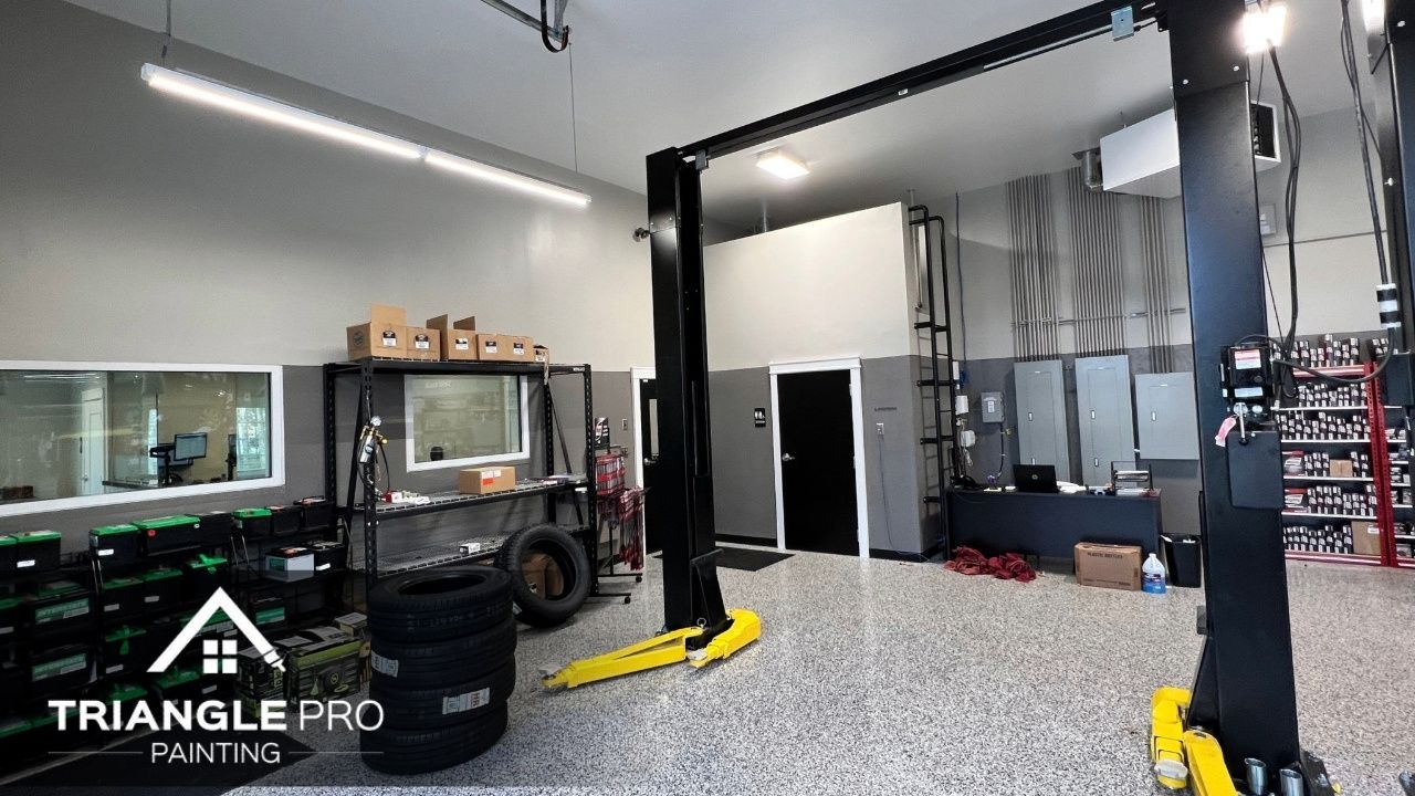 A garage company that is newly painted.