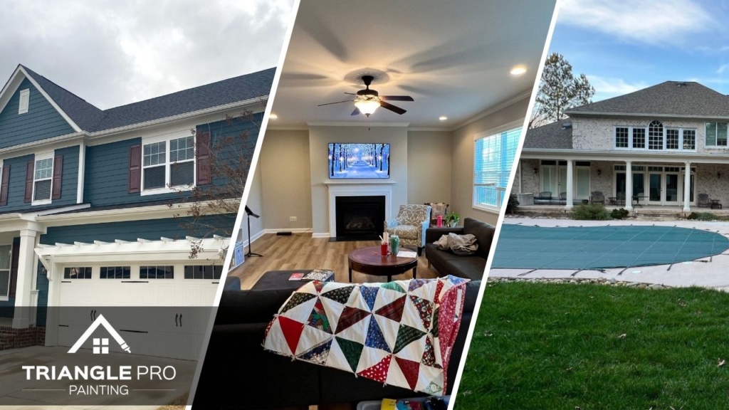 exterior siding, living room, and brick patio painting in Moore Square Raleigh by Triangle Pro Painting.
