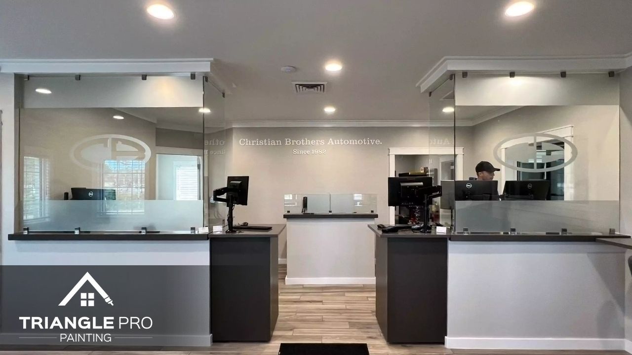 This is a commercial reception area painted by Triangle Pro Painting in Wayland Heights Raleigh, NC.