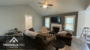 An interior of a house that is newly painted.