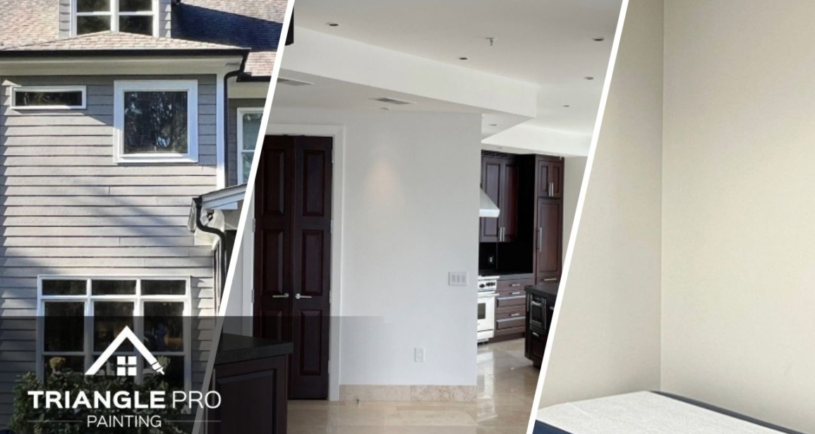 This is a split image of the services provided by the Triangle Pro Painting.