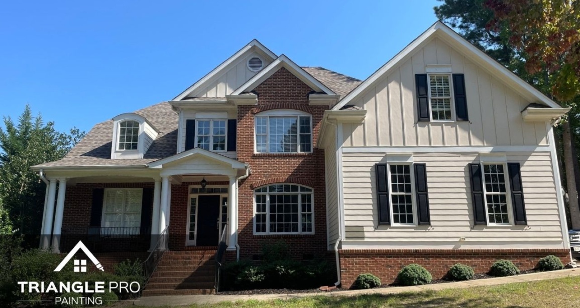This is a front exterior residential painting by Triangle Pro Painting in Madonna Acres Raleigh, NC.