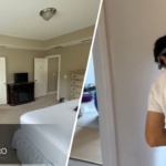 Modern living room with a bold accent wall in a Raleigh home