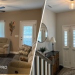 This is a split image of interior painting done by Triangle Pro Painting.