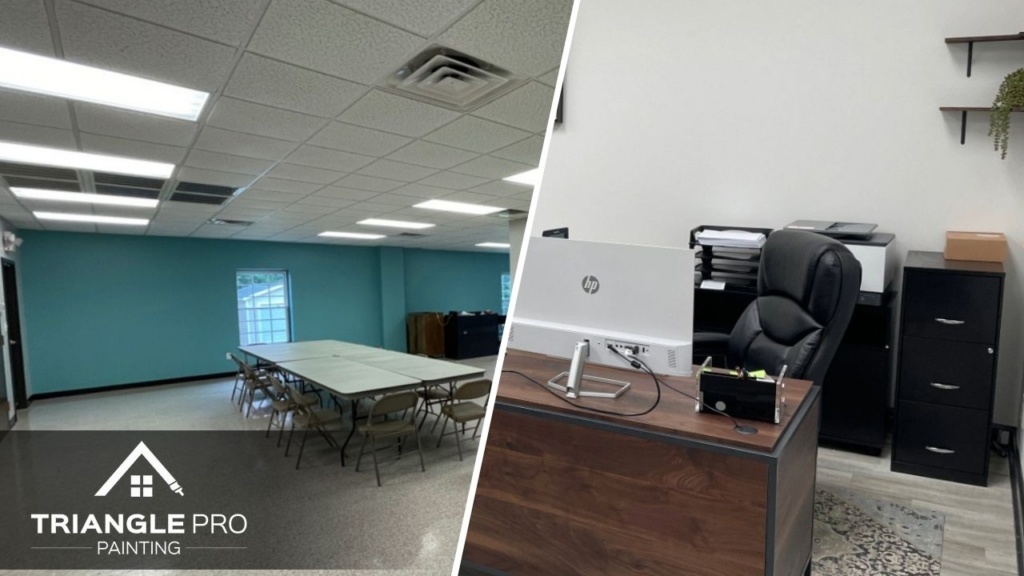 Interior commercial painting project in a professional office space