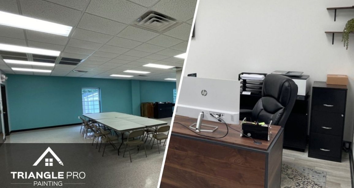 Interior commercial painting project in a professional office space