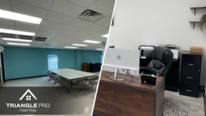 Interior commercial painting project in a professional office space