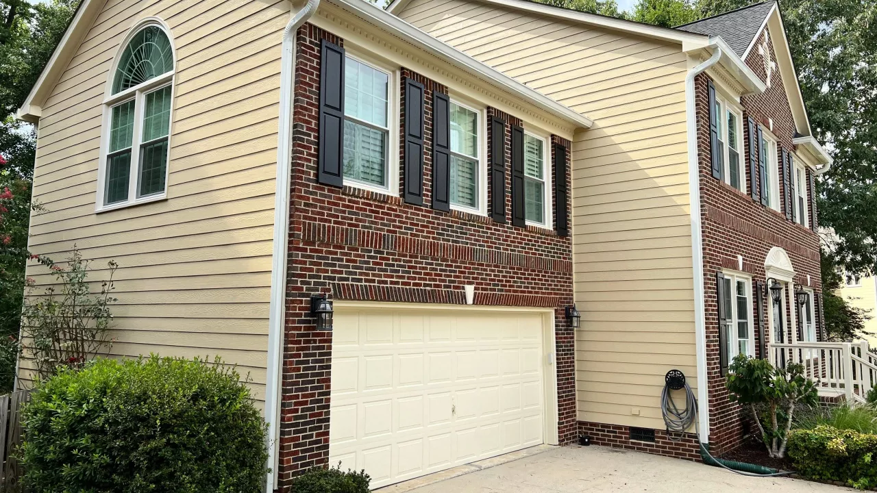 A yellow paint was used in painting a garage in Raleigh, NC.