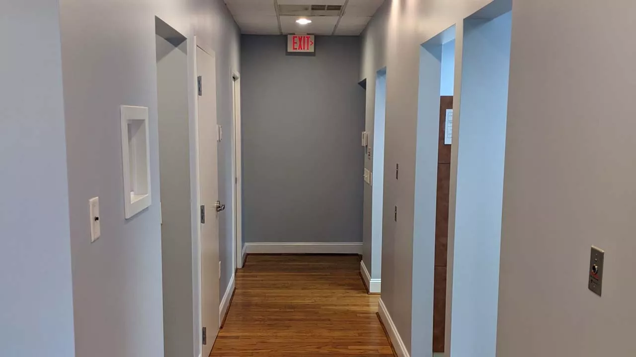 A newly painted hallway in Raleigh, NC.