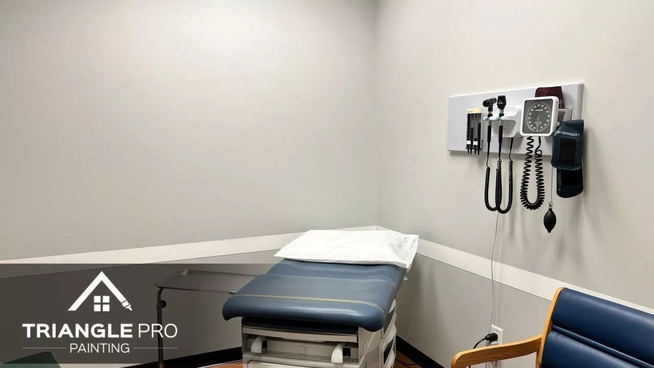 A newly painted clinic with white paint in Raleigh, NC.