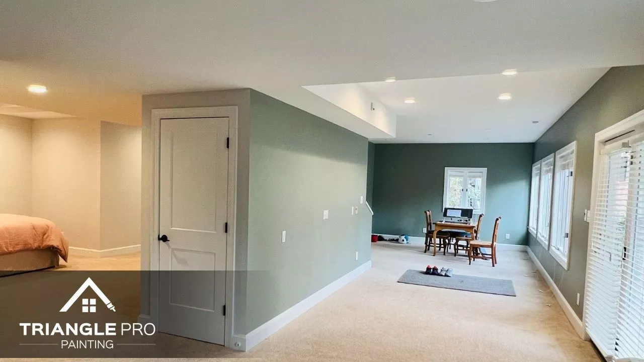 This is a large interior space painted in two tones by Triangle Pro Painting in Wayland Heights Raleigh, NC.