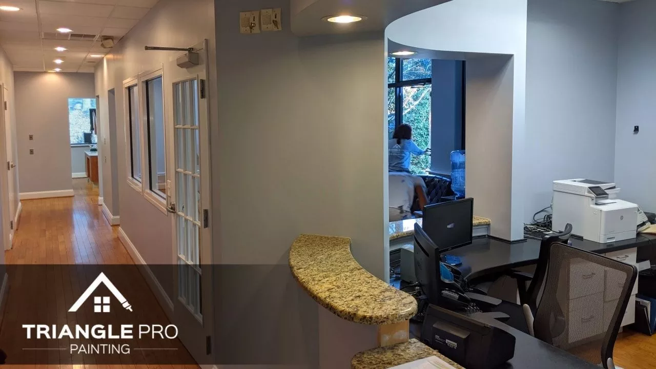 An image of a wall of a dental clinic that is newly painted.