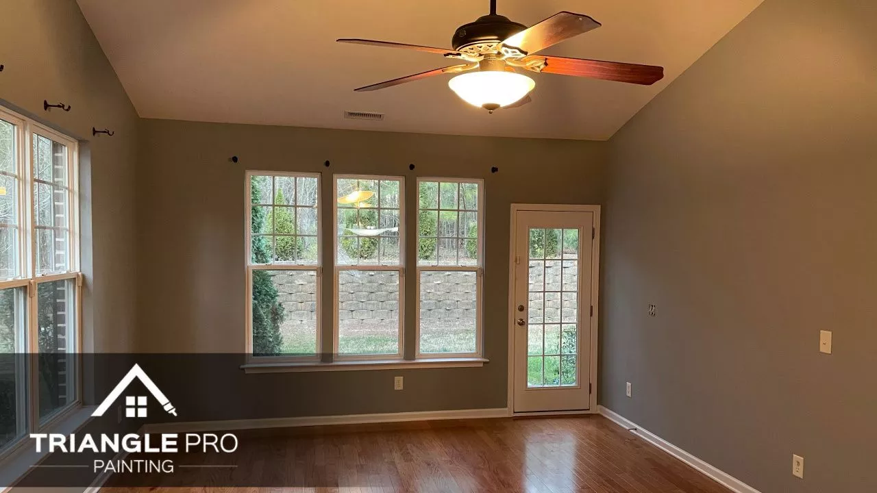 An image of a room painted with gray paint in Raleigh, NC.