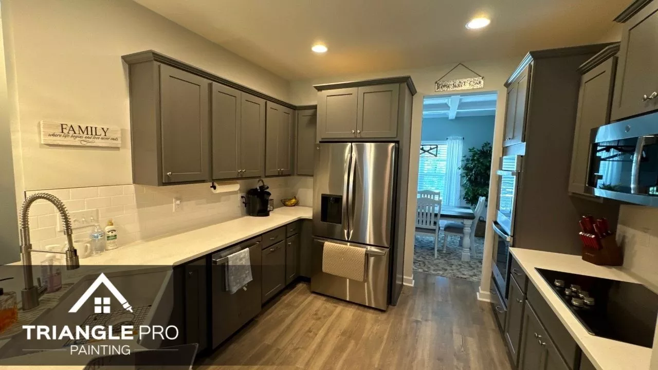 This is an image of a cabinet painting in Raleigh, NC.