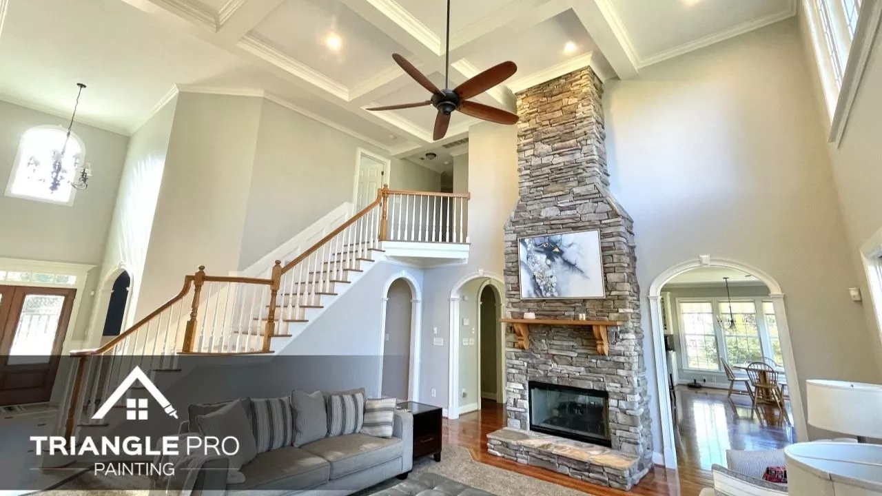 This is an image of an interior with blue paint.