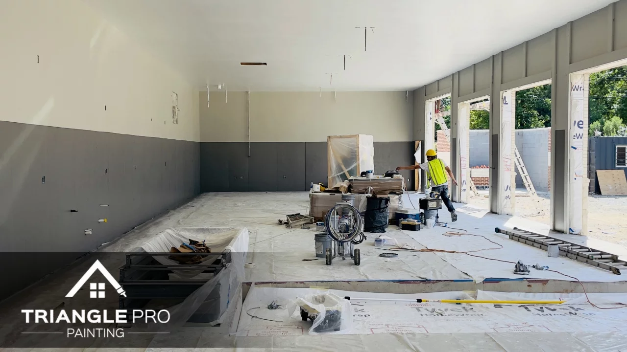 This is an image of a commercial painting done by Triangle Pro Painting.