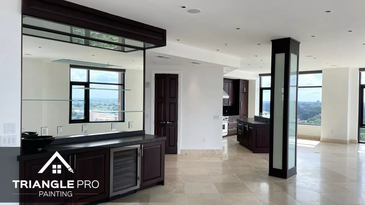 This is an image of an interior painted with white paint.