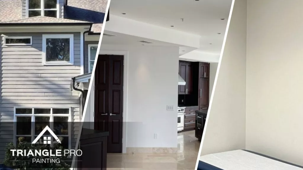 This is a split image of the services provided by the Triangle Pro Painting.