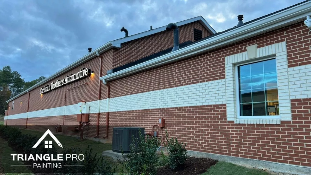 This is an image of a brick wall painted with red paint.
