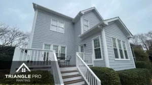 Close-up of peeling paint caused by humidity on a North Carolina house