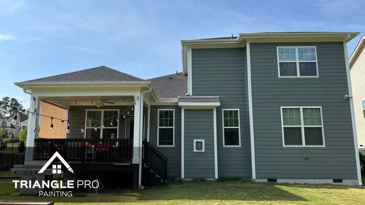 A beautiful house painted in gray paint in Raleigh, NC.