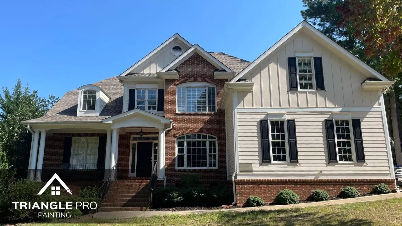 This is a front exterior residential painting by Triangle Pro Painting in Madonna Acres Raleigh, NC.