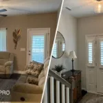 This is a split image of interior painting done by Triangle Pro Painting.