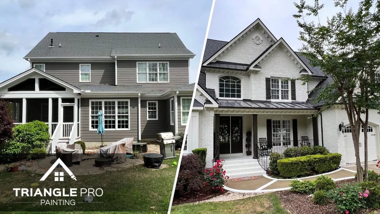 This is a split image of a newly painted houses in Raleigh, NC.